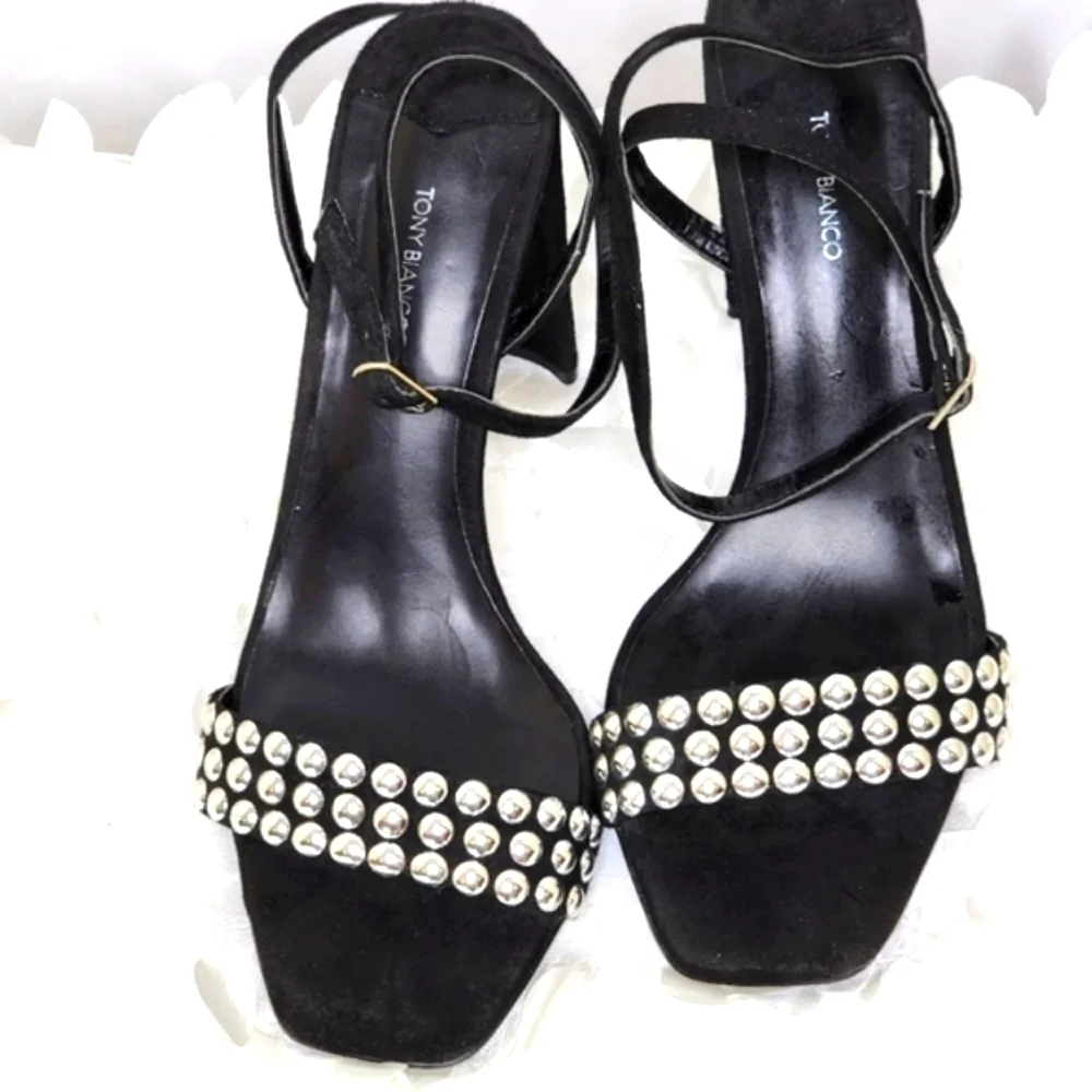 Tony Bianco shoes Sebastion black suede heels silver embellishment size 10 - Picture 14 of 17